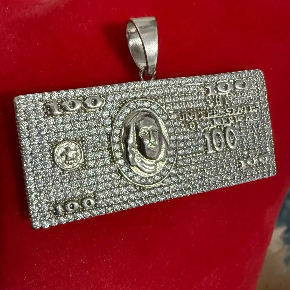 ICY $100 BILL PENDANT – .925 SILVER
